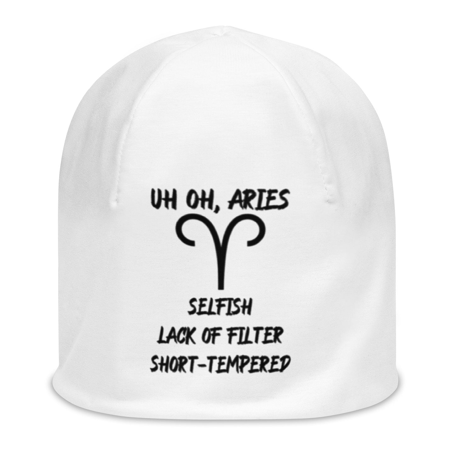 “Uh Oh, Aries” Big Print Beanie