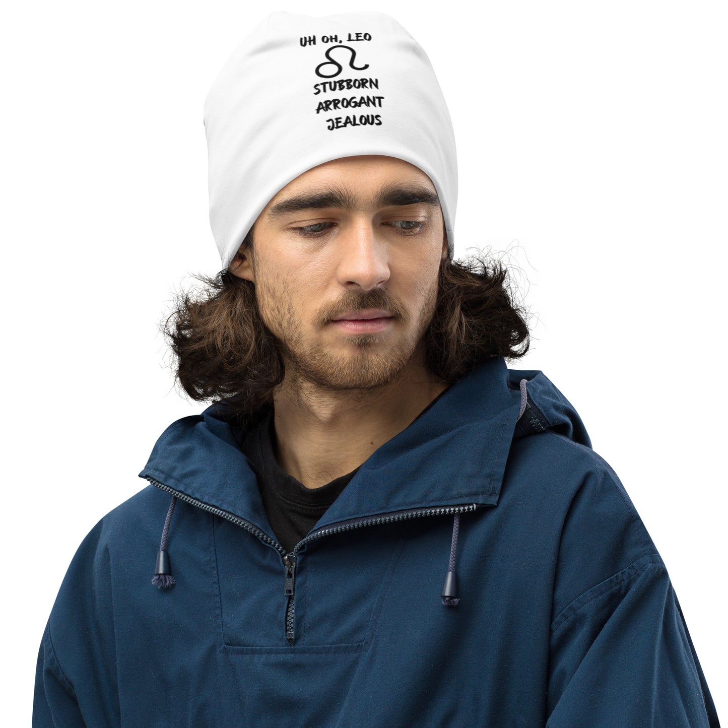 “Uh Oh, Leo” Big Print Beanie