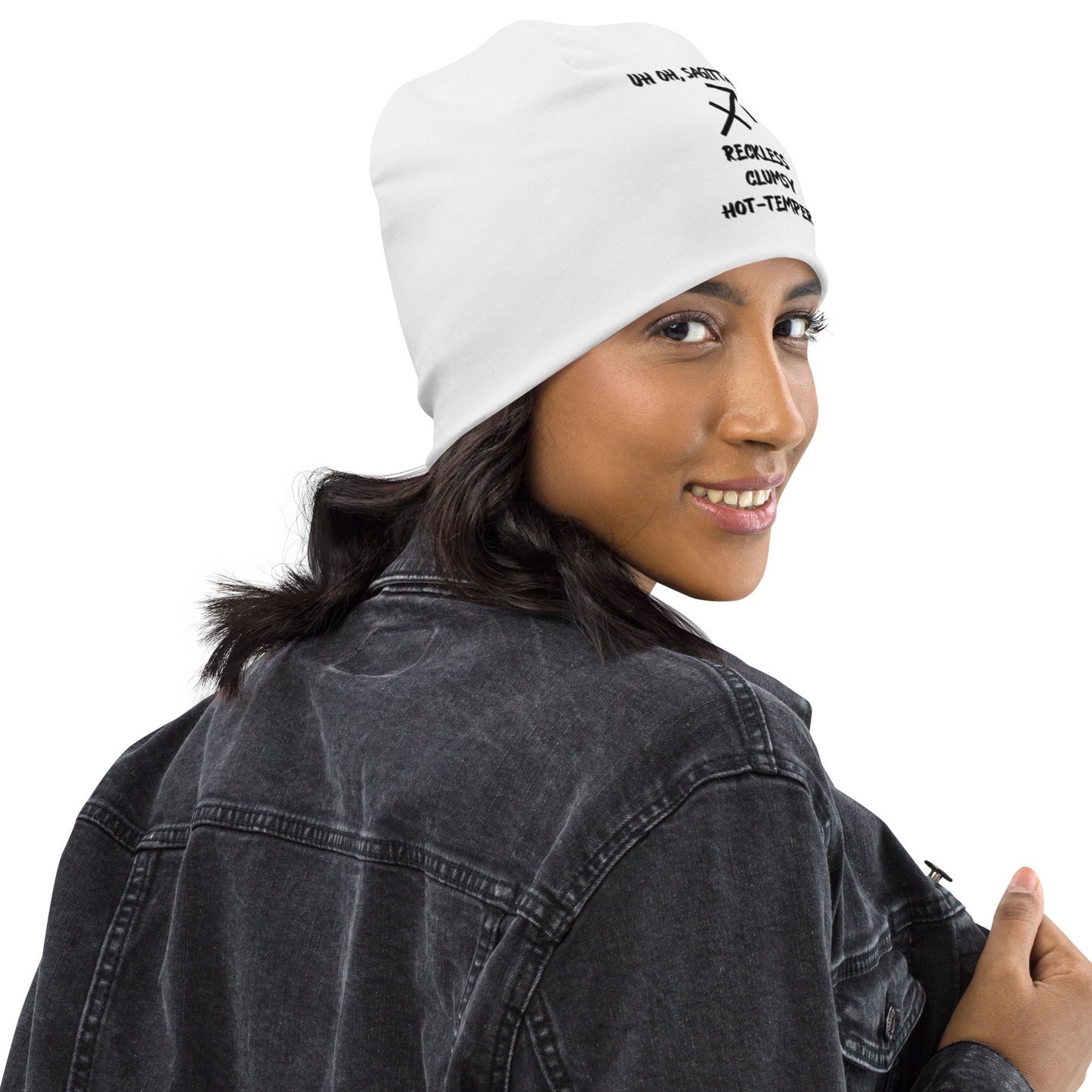 “Uh Oh, Sagittarius” Big Print Beanie