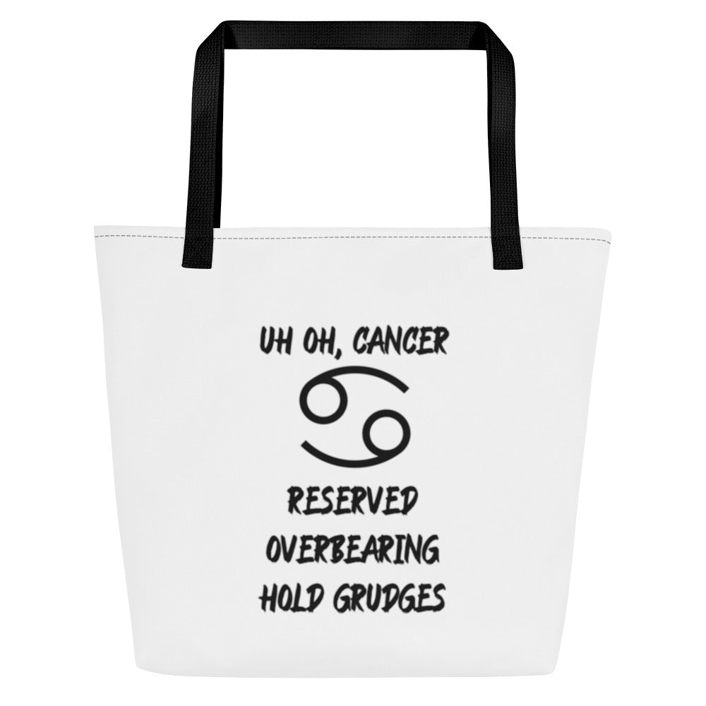 “Uh Oh, Cancer” Large Tote Bag