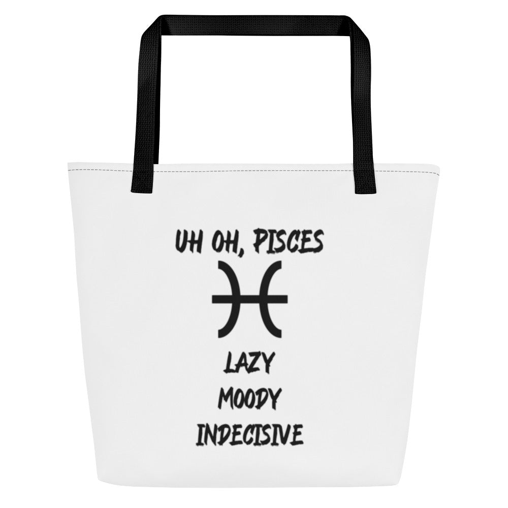 “Uh Oh, Pisces” Large Tote Bag