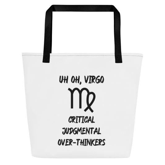 “Uh Oh, Virgo” Large Tote Bag