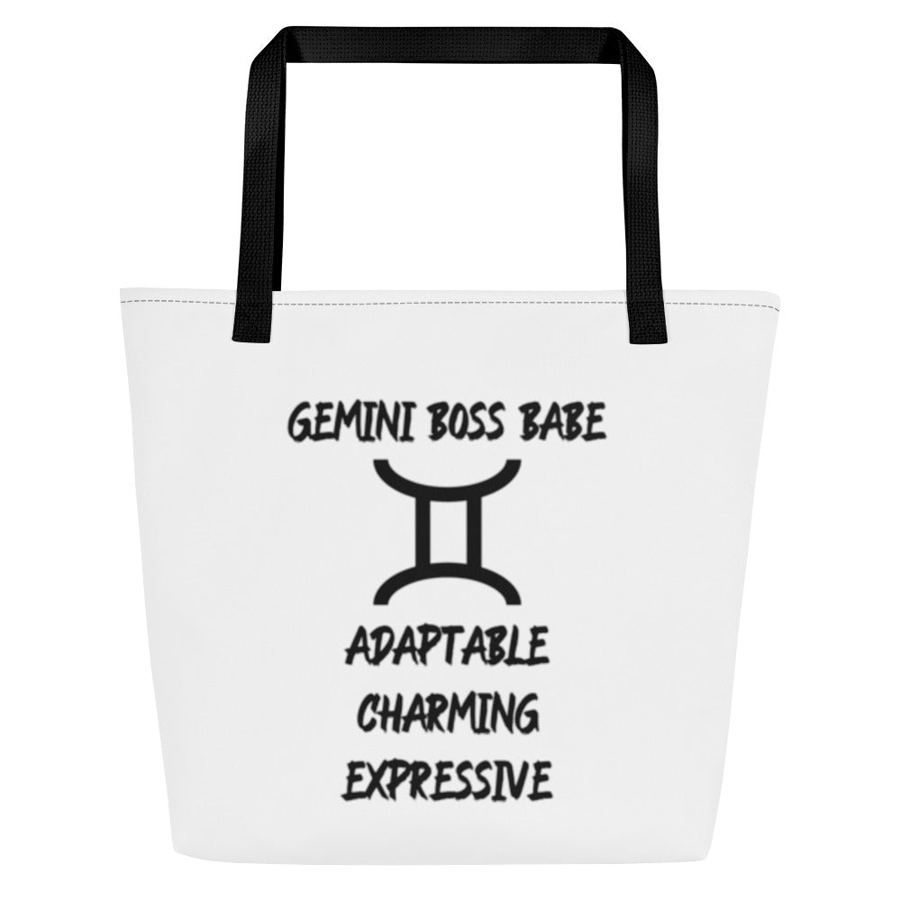 “Gemini Boss Babe” Large Tote Bag