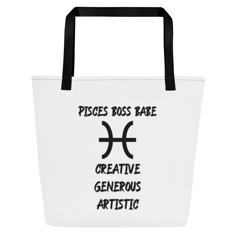 “Pisces Boss Babe” Large Tote Bag
