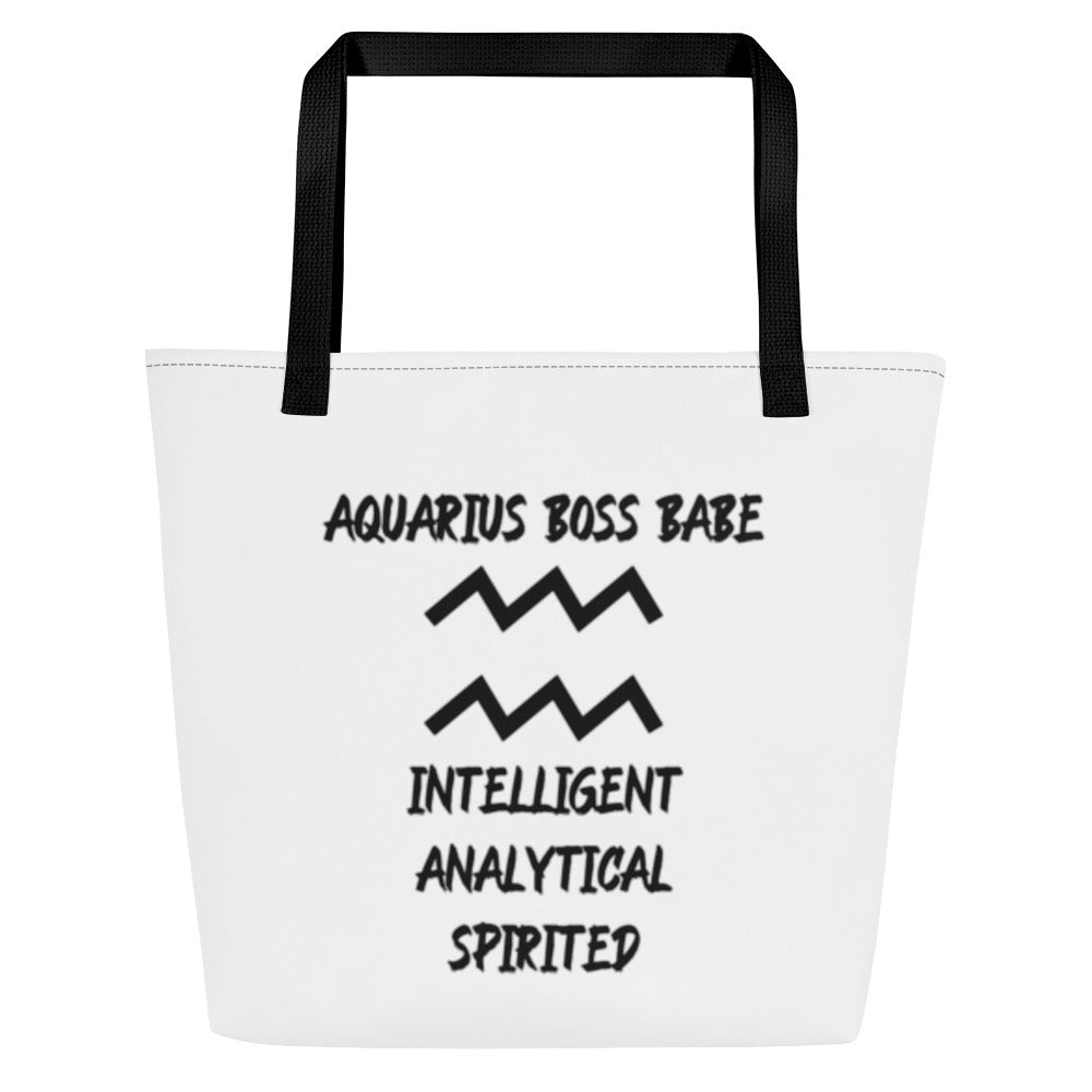 “Aquarius Boss Babe” Large Tote Bag