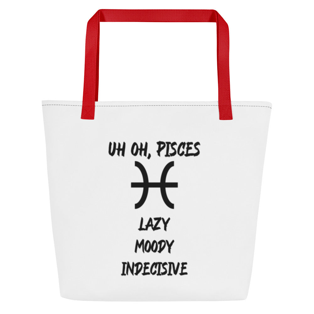 “Uh Oh, Pisces” Large Tote Bag