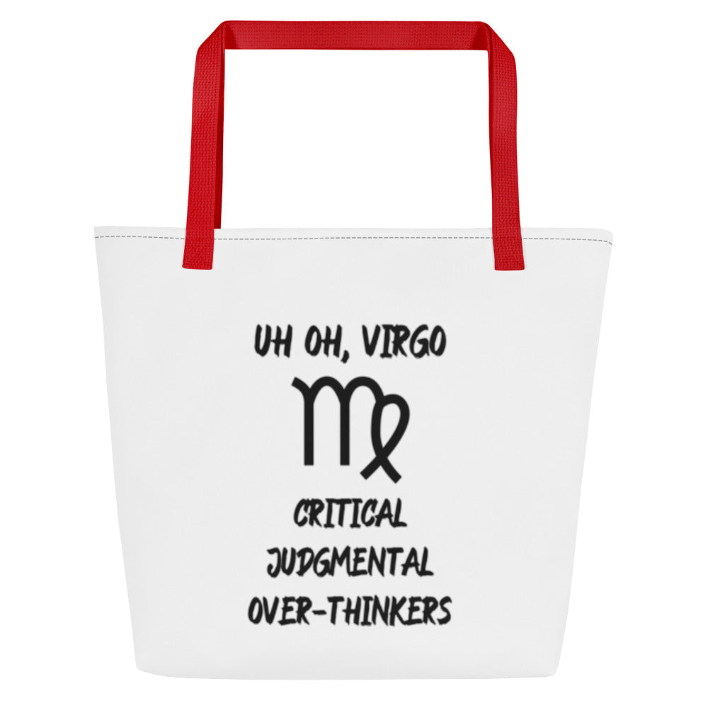 “Uh Oh, Virgo” Large Tote Bag