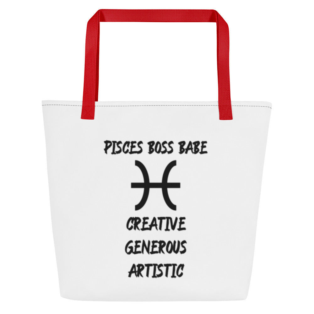 “Pisces Boss Babe” Large Tote Bag