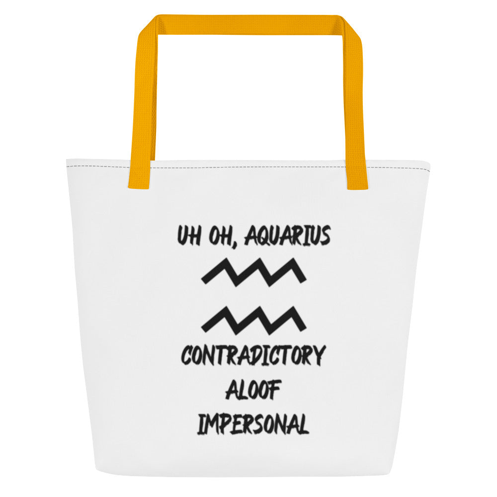 “Uh Oh, Aquarius” Large Tote Bag