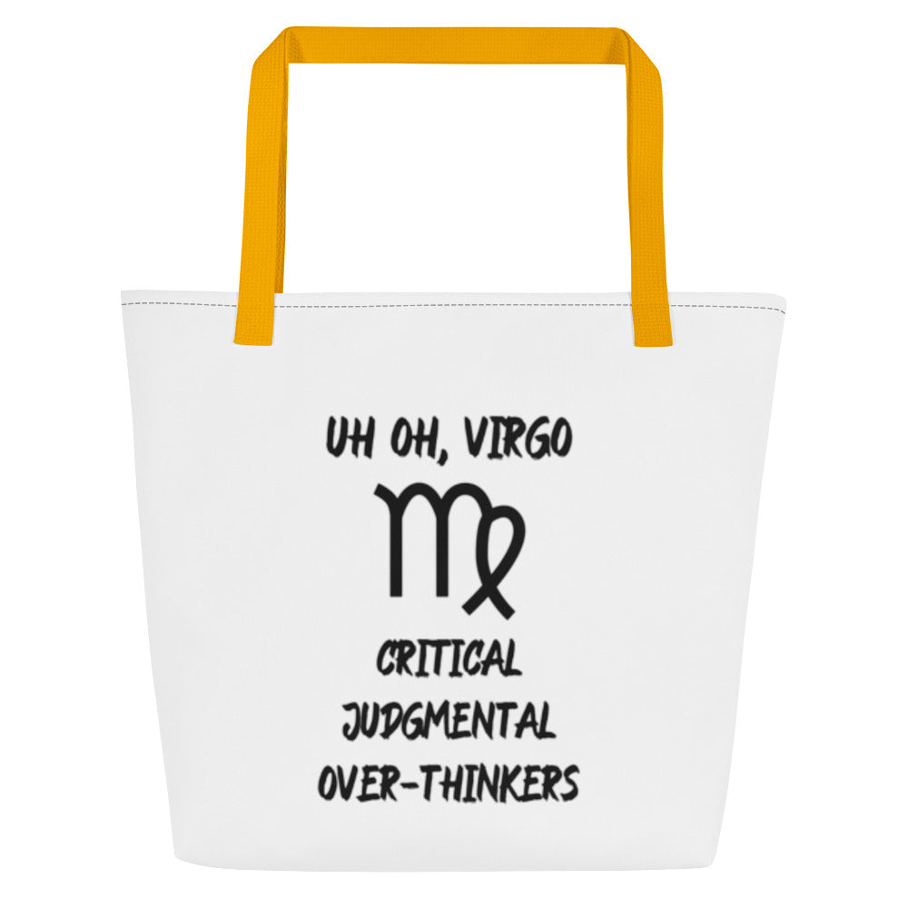 “Uh Oh, Virgo” Large Tote Bag