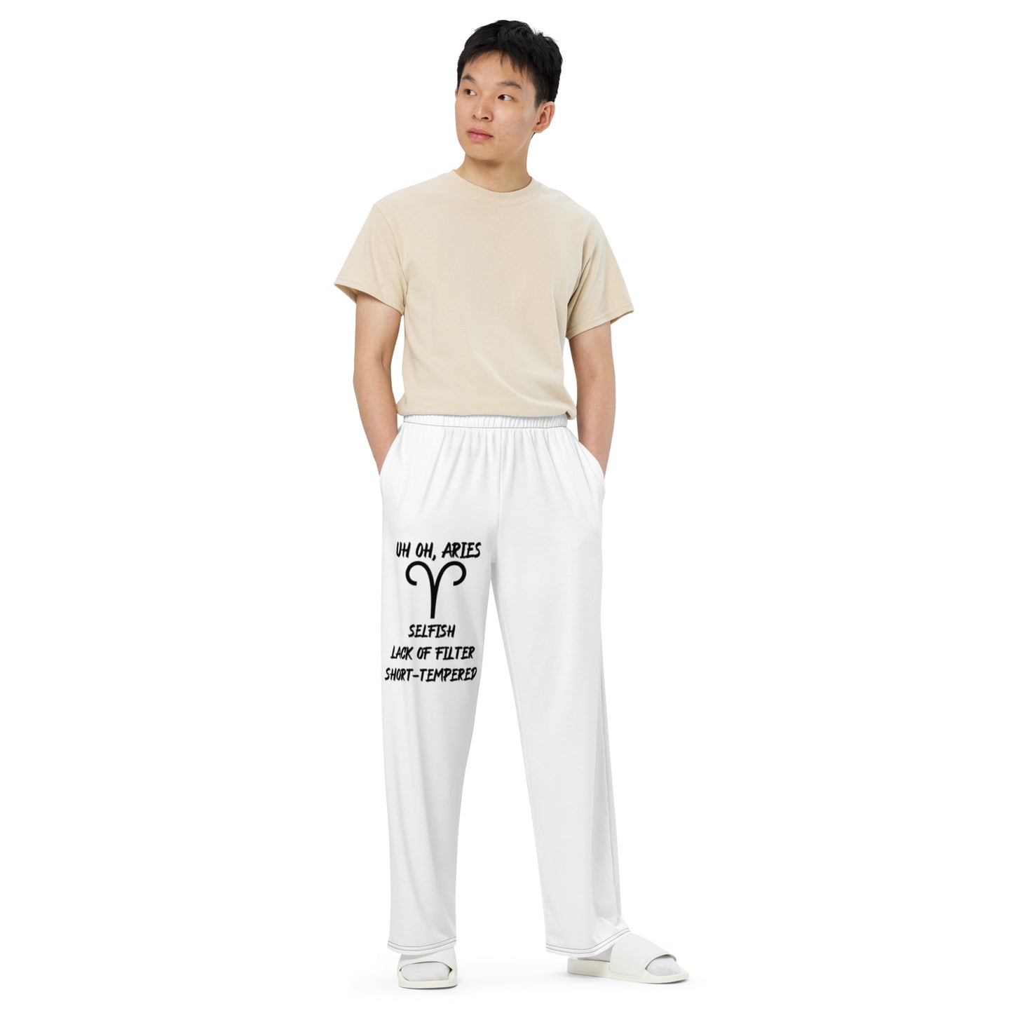 “Uh Oh, Aries” Unisex Wide-Leg Pants