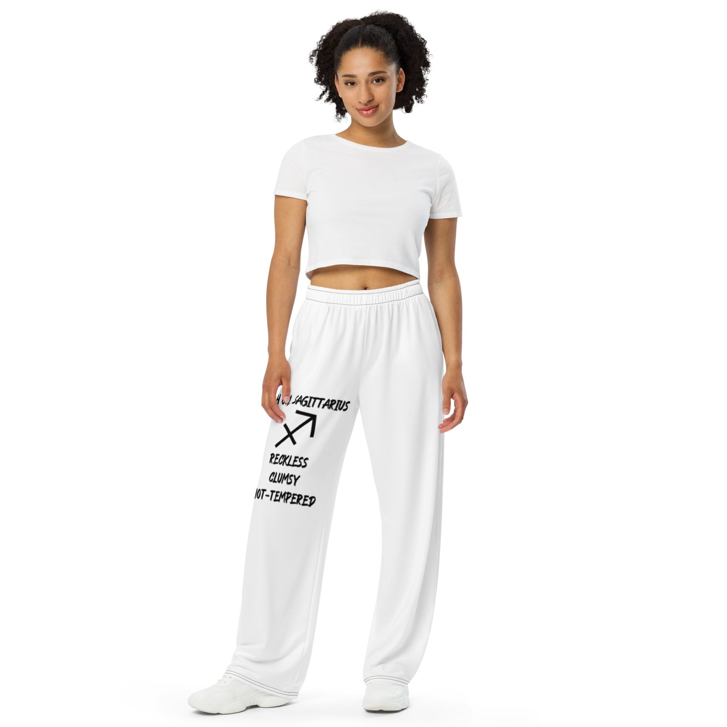 “Uh Oh, Sagittarius” Unisex Wide-Leg Pants