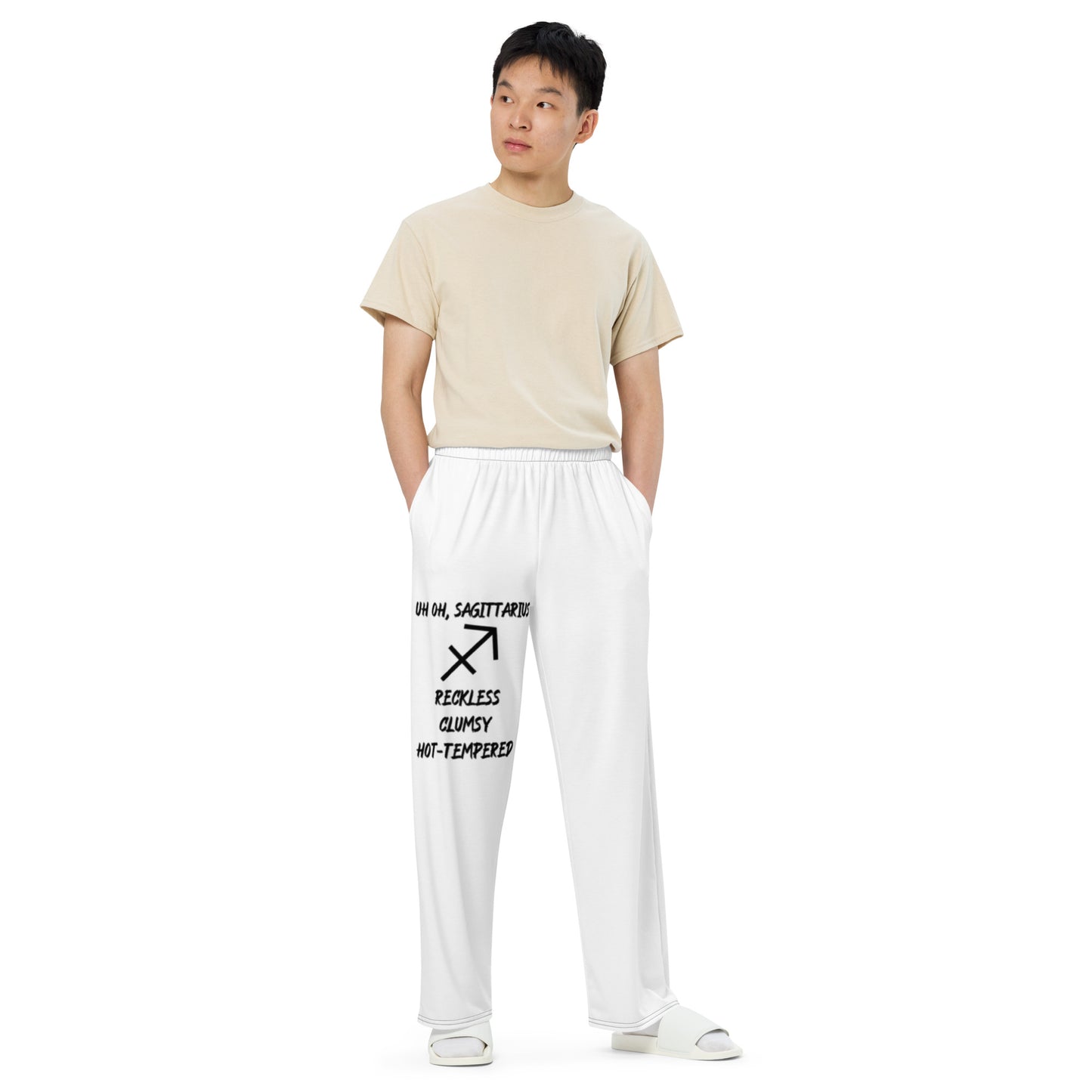 “Uh Oh, Sagittarius” Unisex Wide-Leg Pants