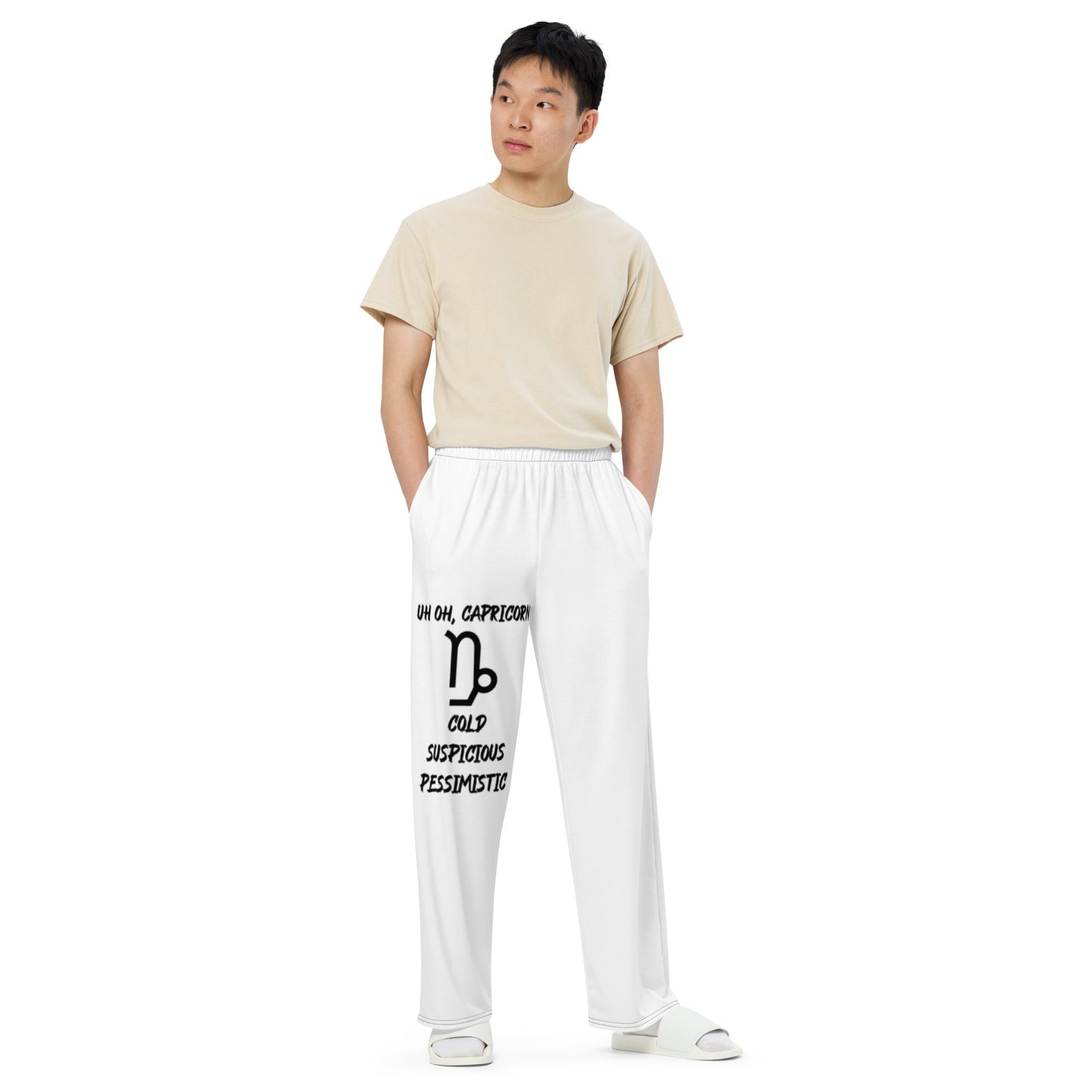 “Uh Oh, Capricorn” Unisex Wide-Leg Pants