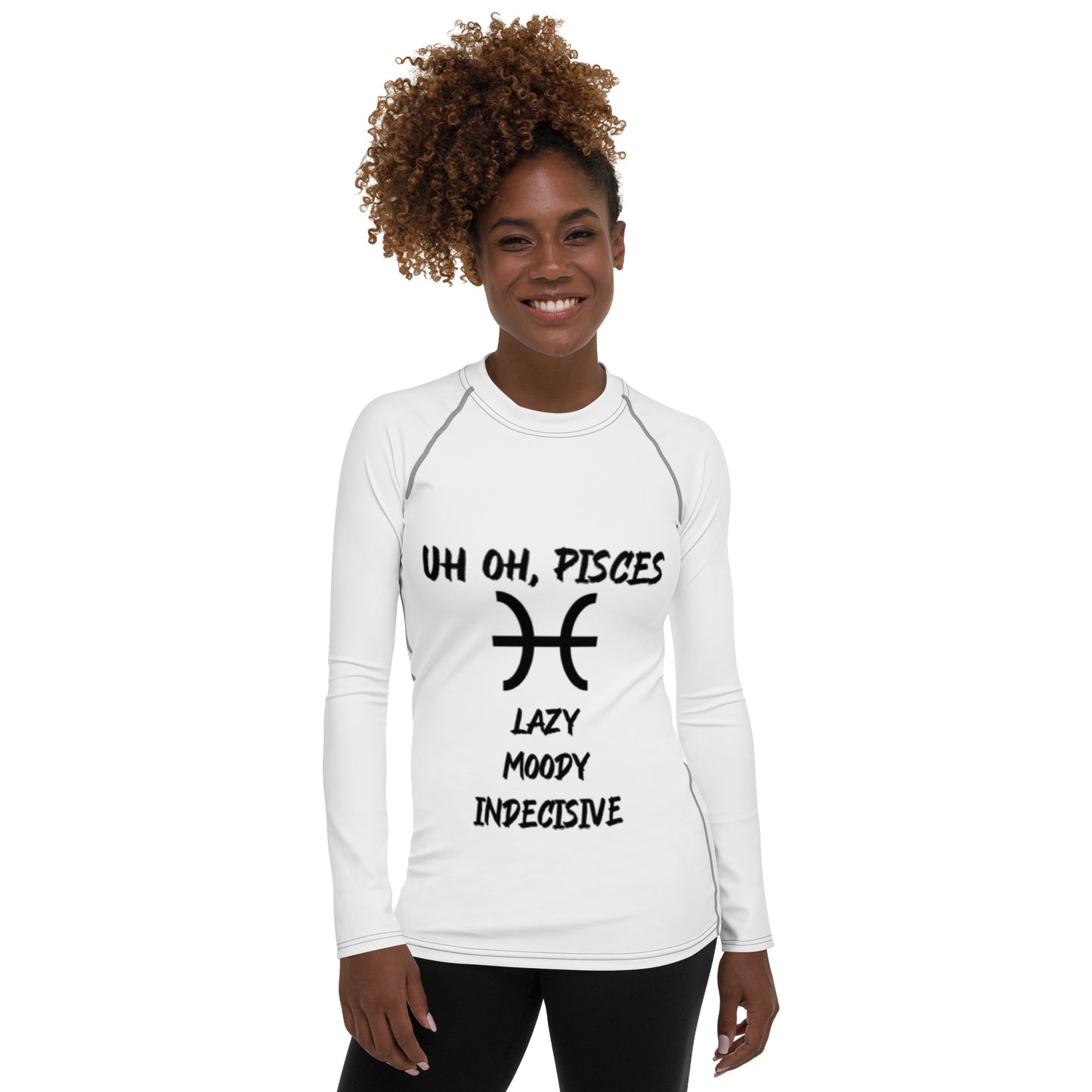 “Uh Oh, Pisces” Women's Rash Guard
