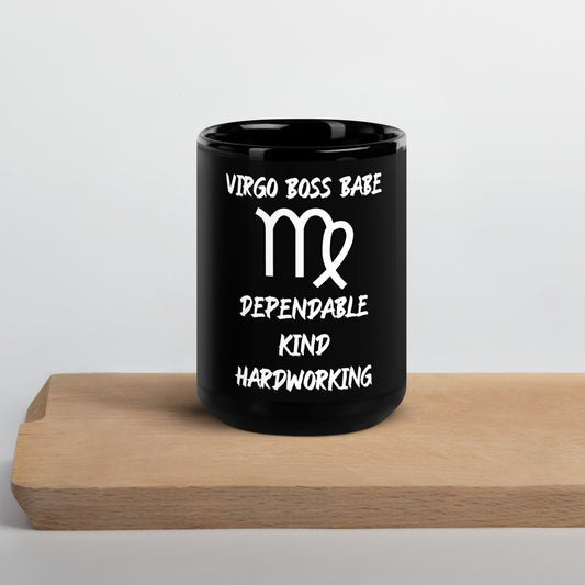 “Virgo Boss Babe” Black Glossy Mug