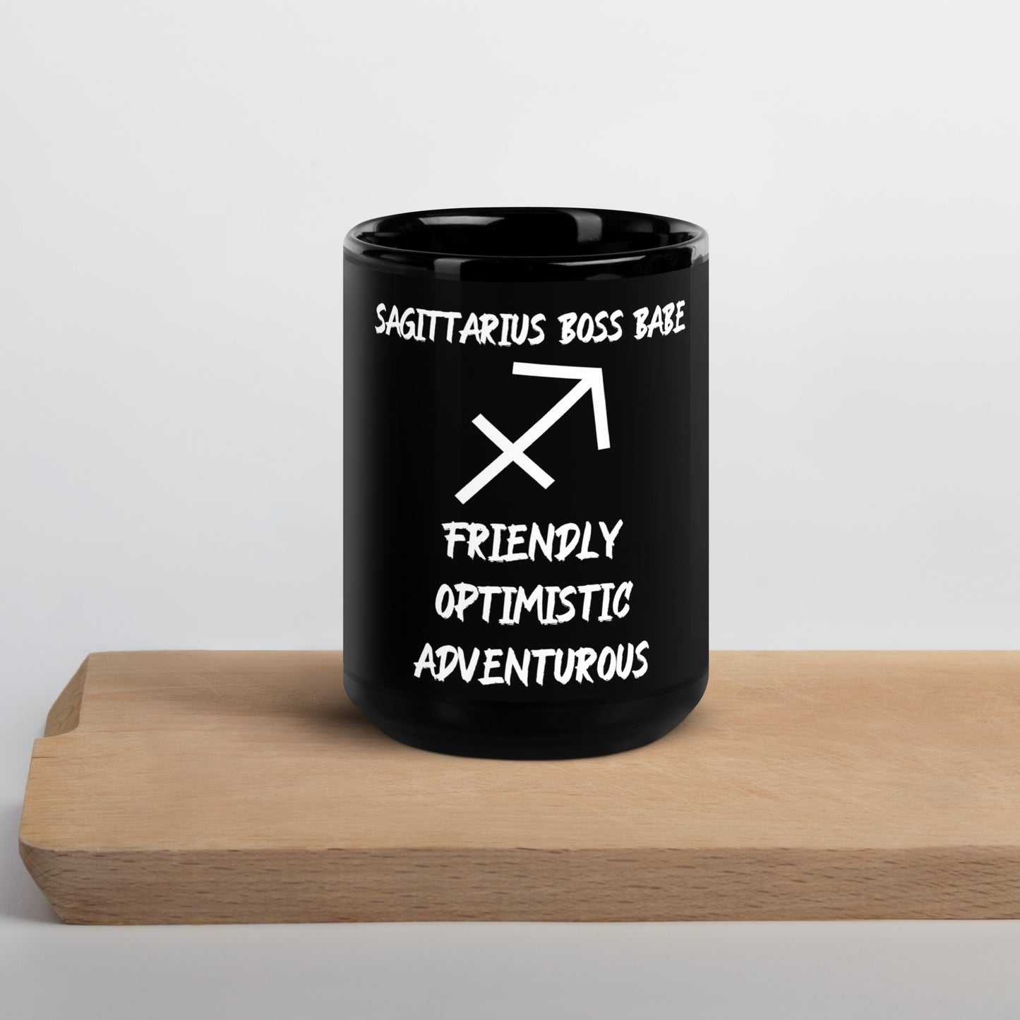 “Sagittarius Boss Babe” Black Glossy Mug