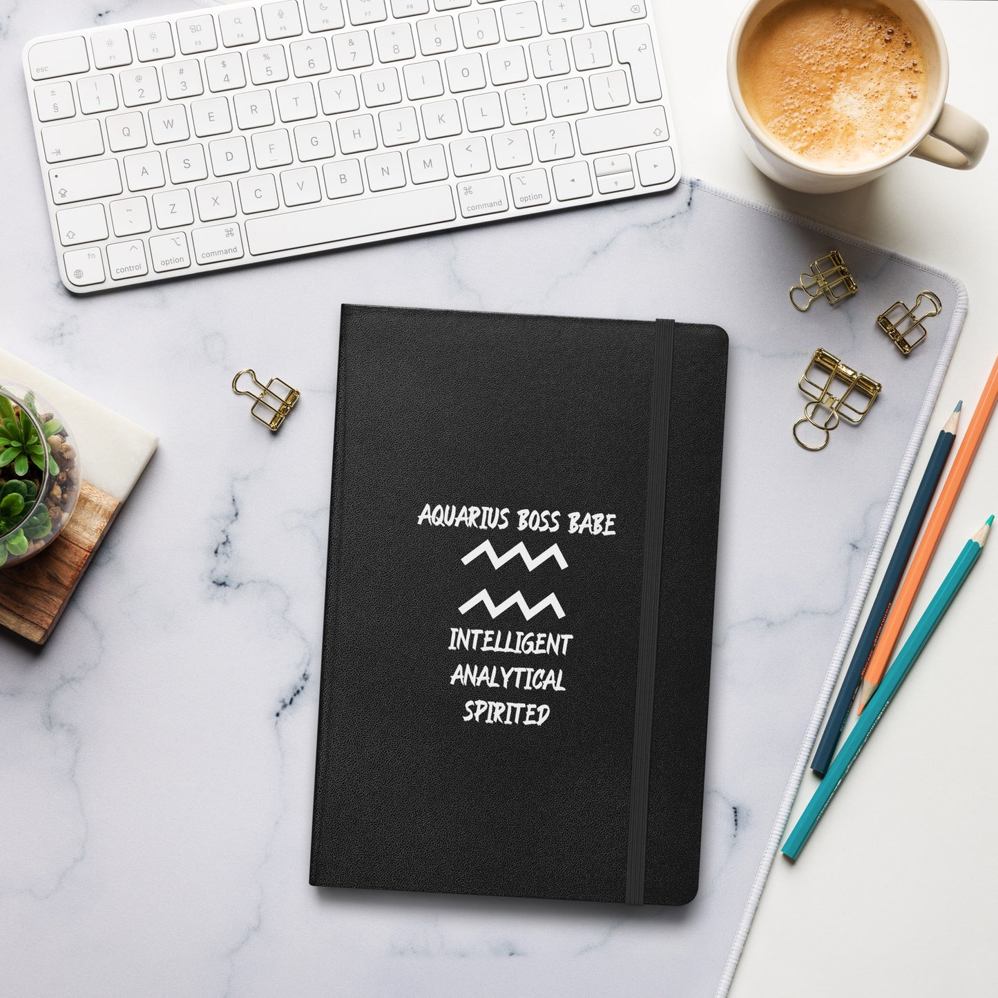 “Aquarius Boss Babe” Hardcover Bound Notebook