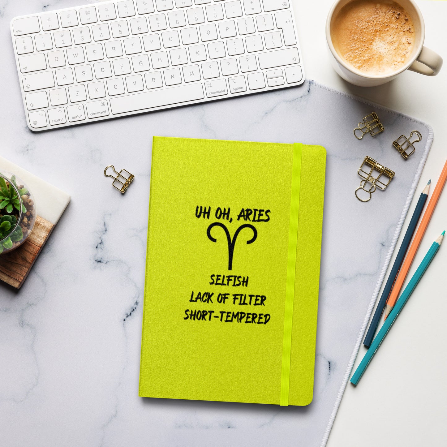 “Uh Oh, Aries” Hardcover Bound Notebook