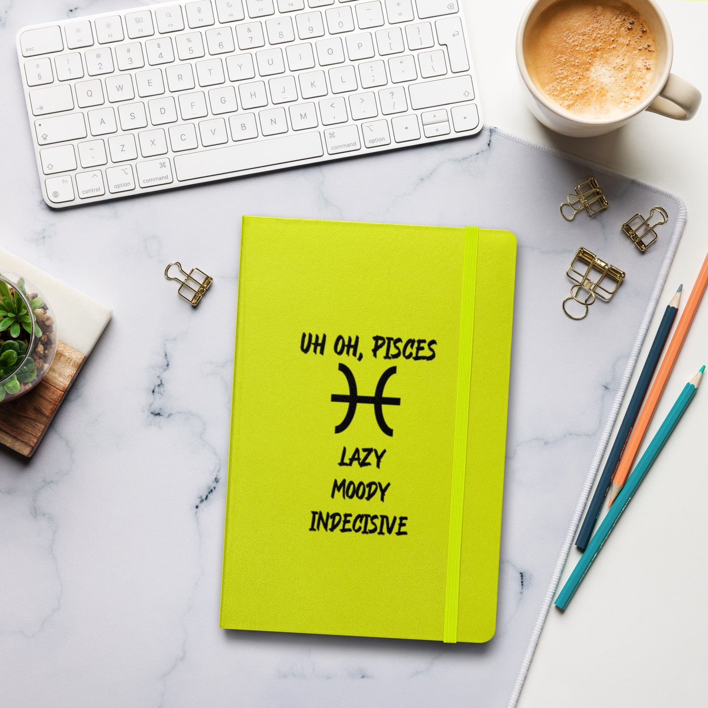 “Uh Oh, Pisces” Hardcover Bound Notebook