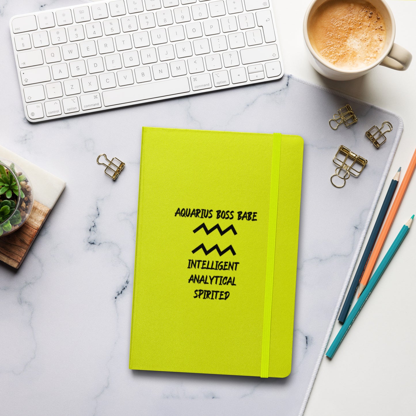 “Aquarius Boss Babe” Hardcover Bound Notebook