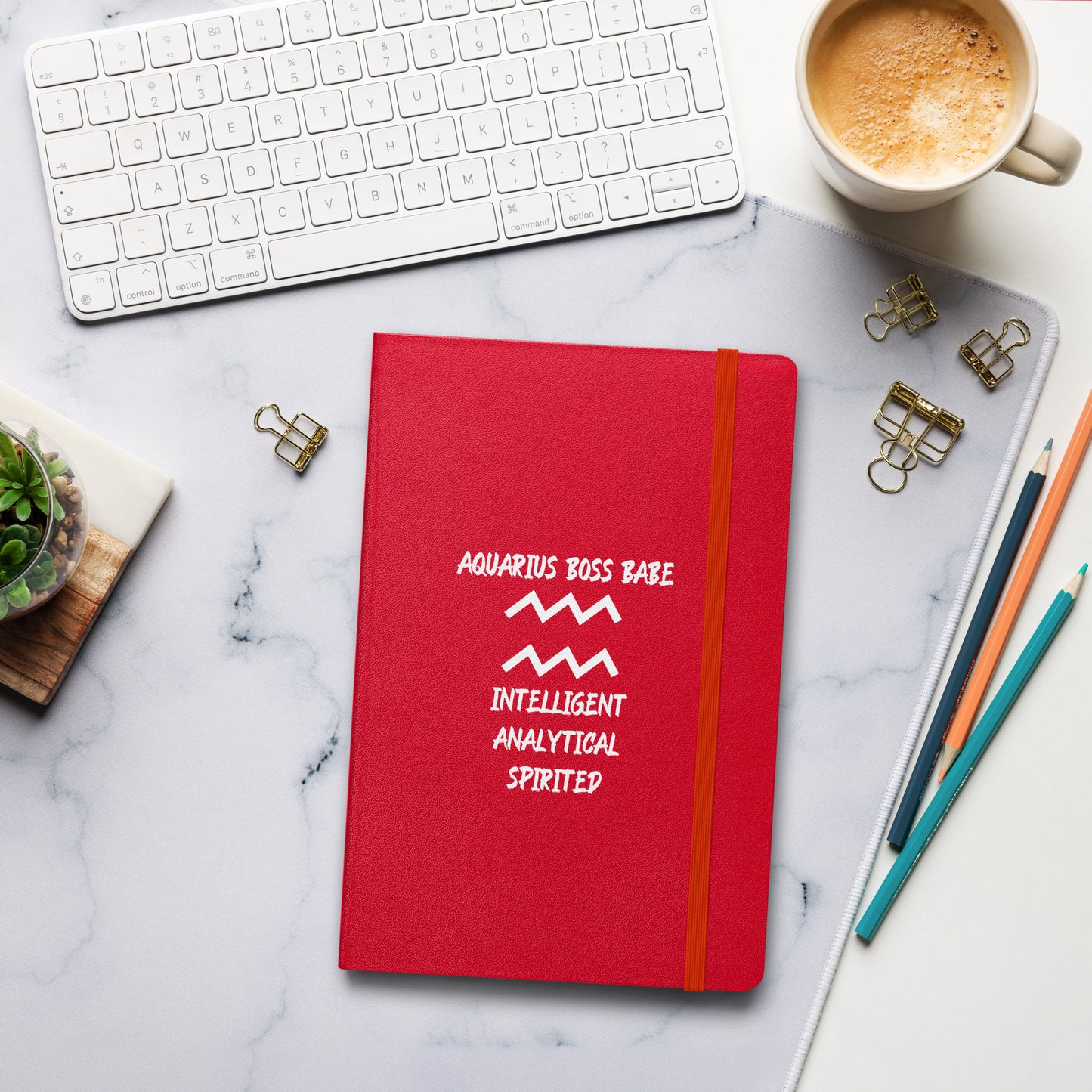 “Aquarius Boss Babe” Hardcover Bound Notebook