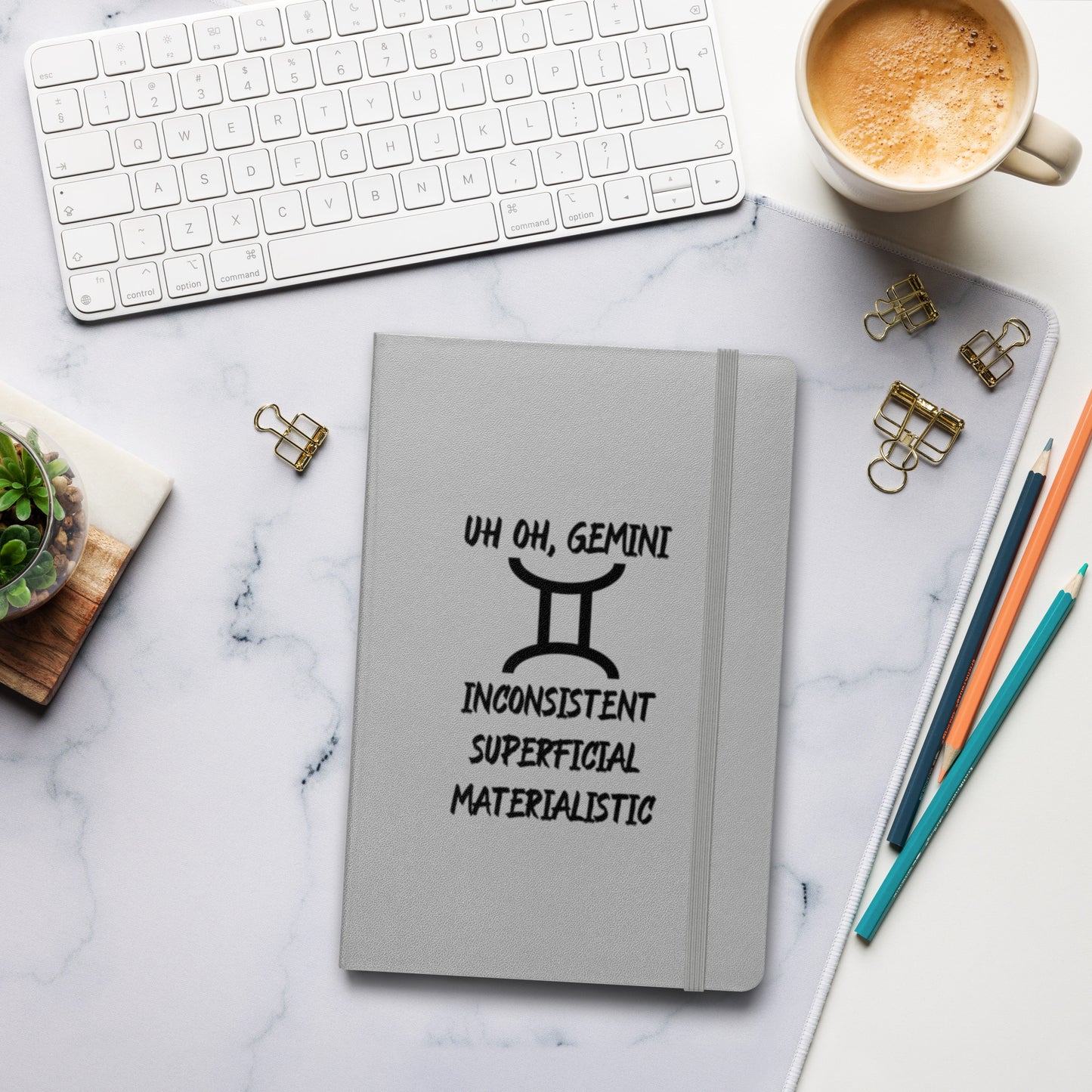 “Uh Oh, Gemini” Hardcover Bound Notebook