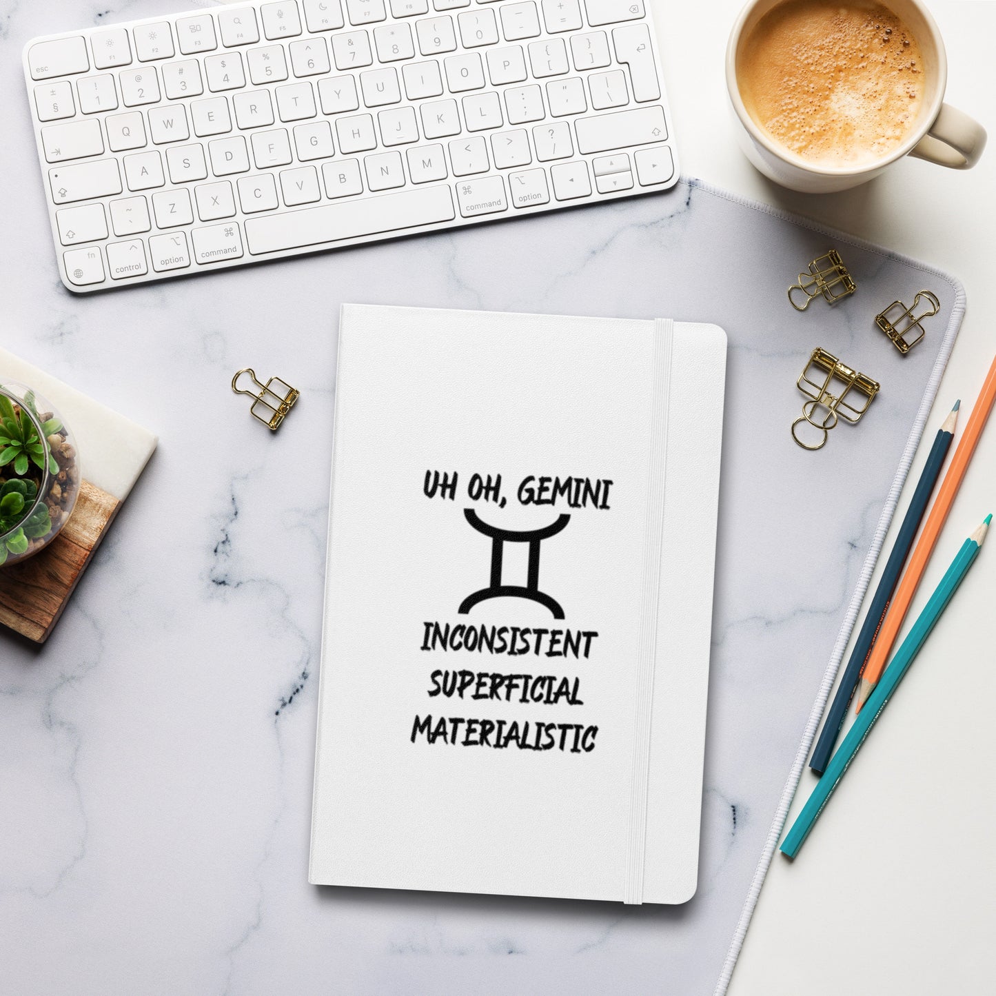 “Uh Oh, Gemini” Hardcover Bound Notebook