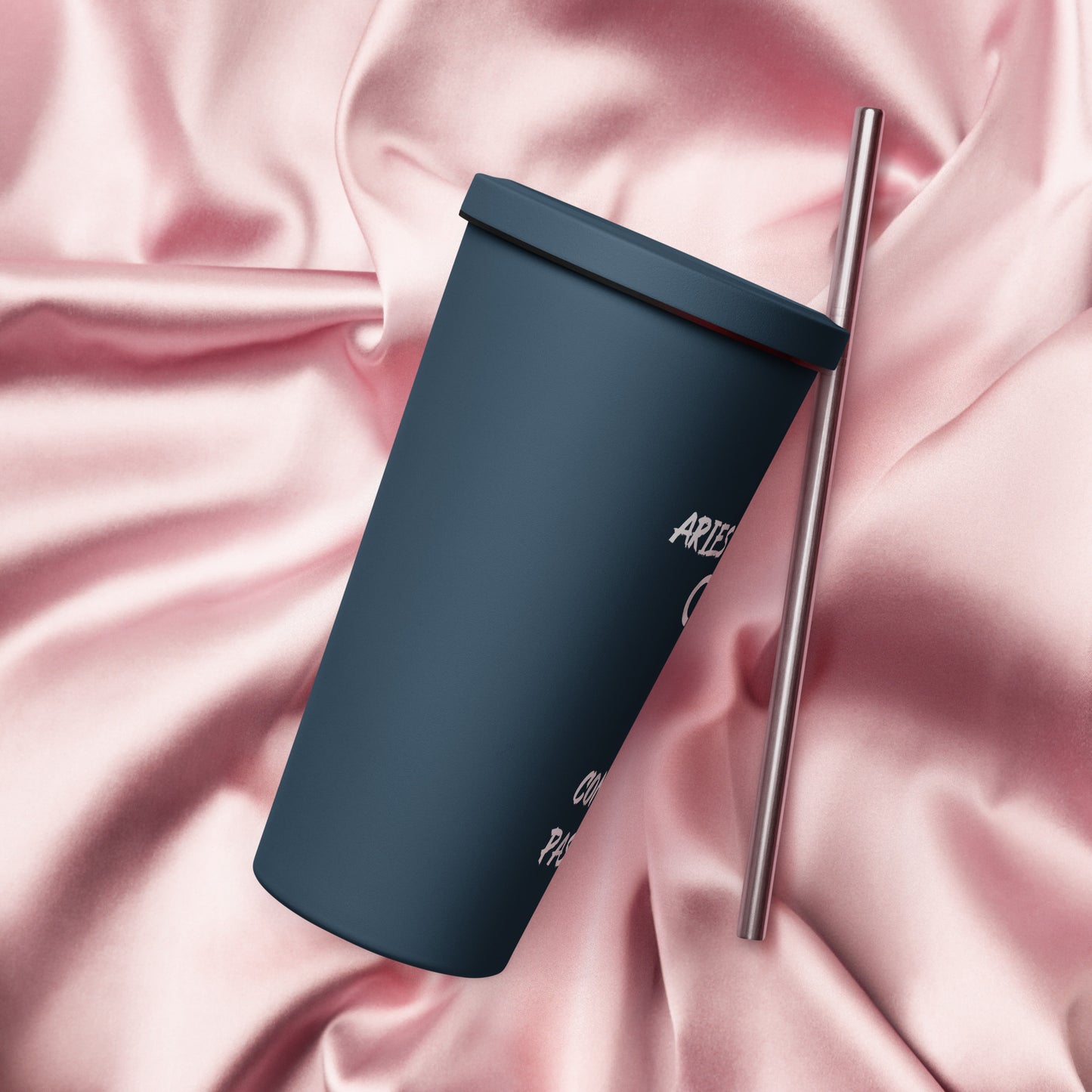 “Aries Boss Babe” Insulated Tumbler With A Straw