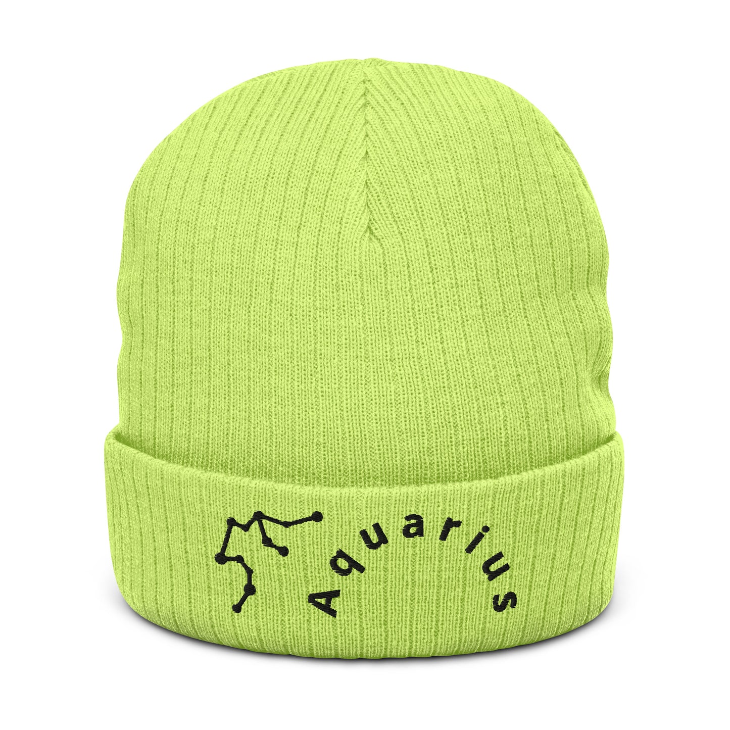 “Aquarius” Ribbed Knit Beanie