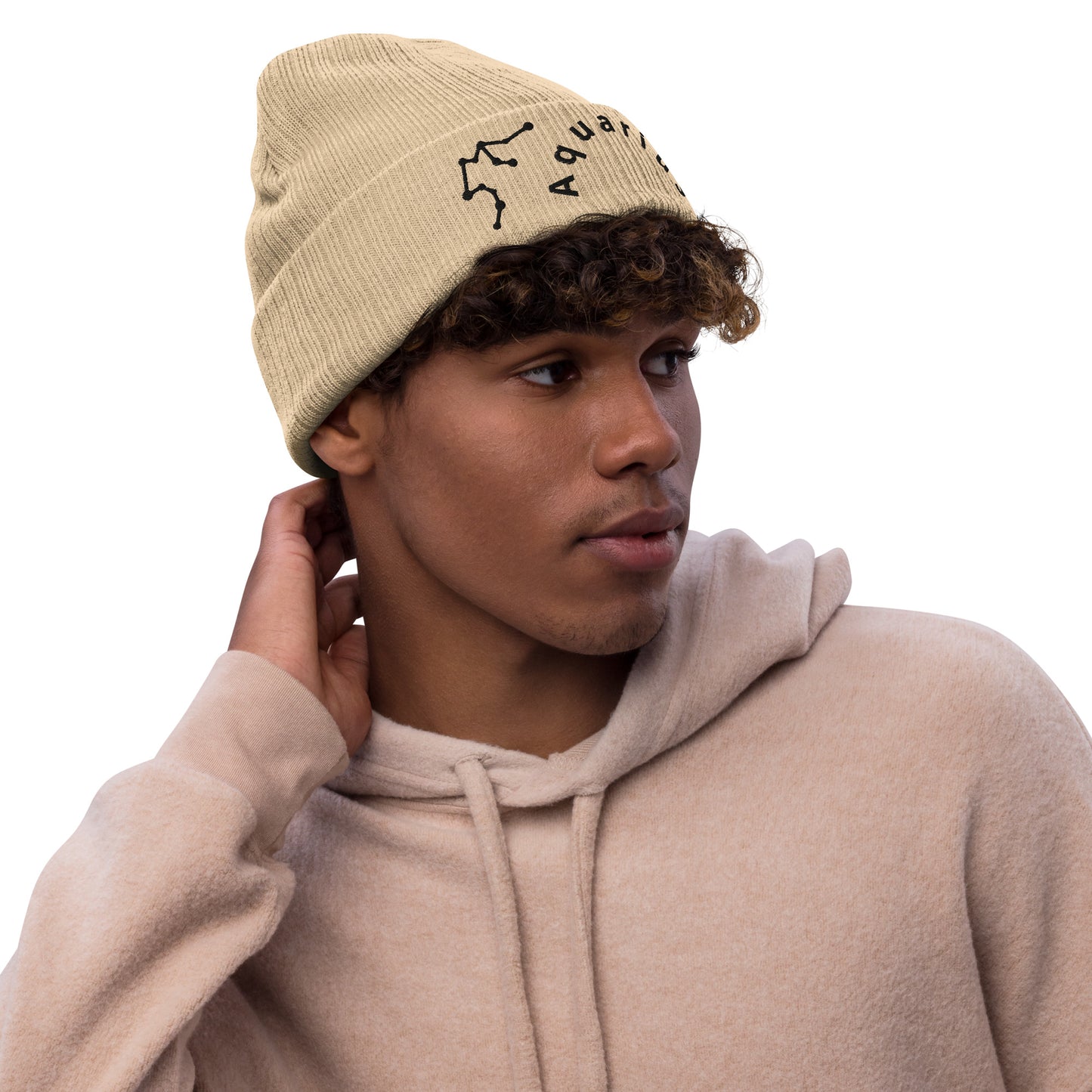 “Aquarius” Ribbed Knit Beanie