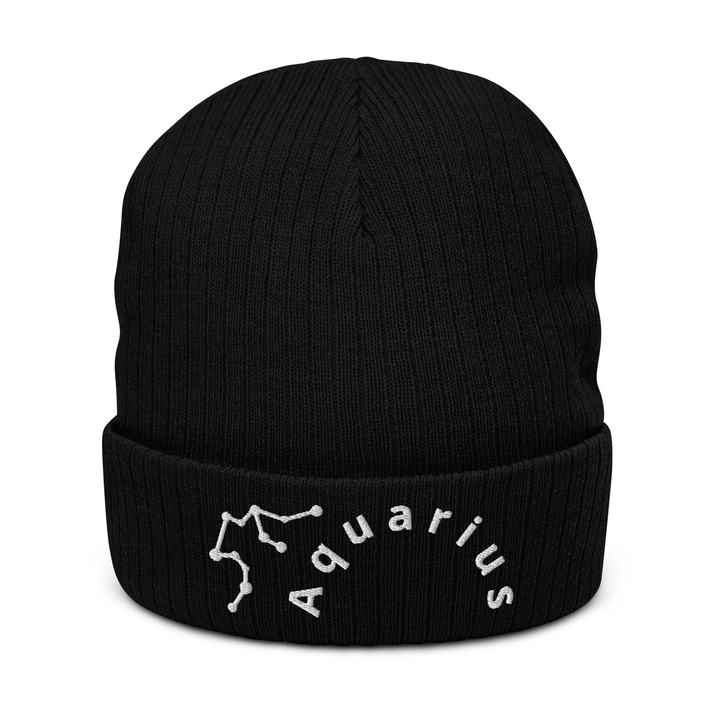 “Aquarius” Ribbed Knit Beanie