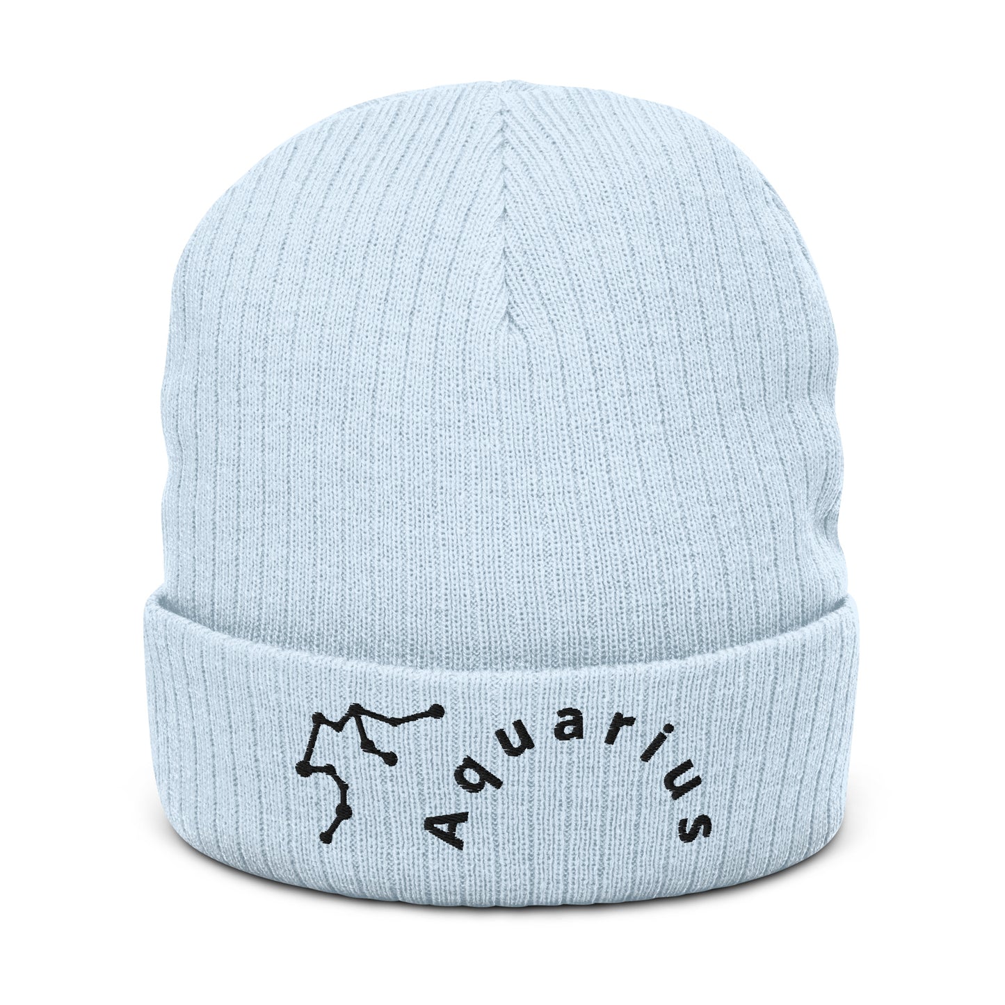 “Aquarius” Ribbed Knit Beanie
