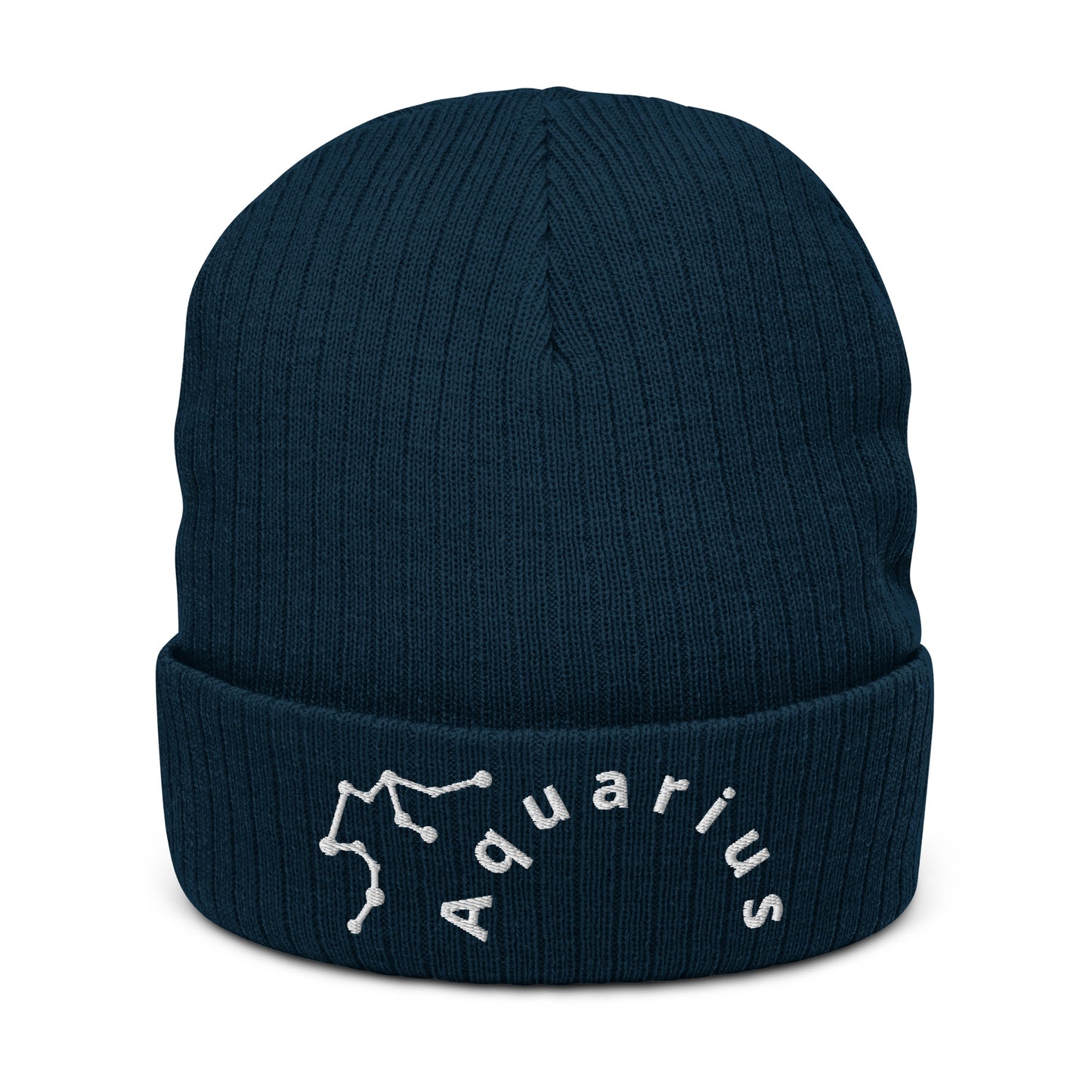 “Aquarius” Ribbed Knit Beanie