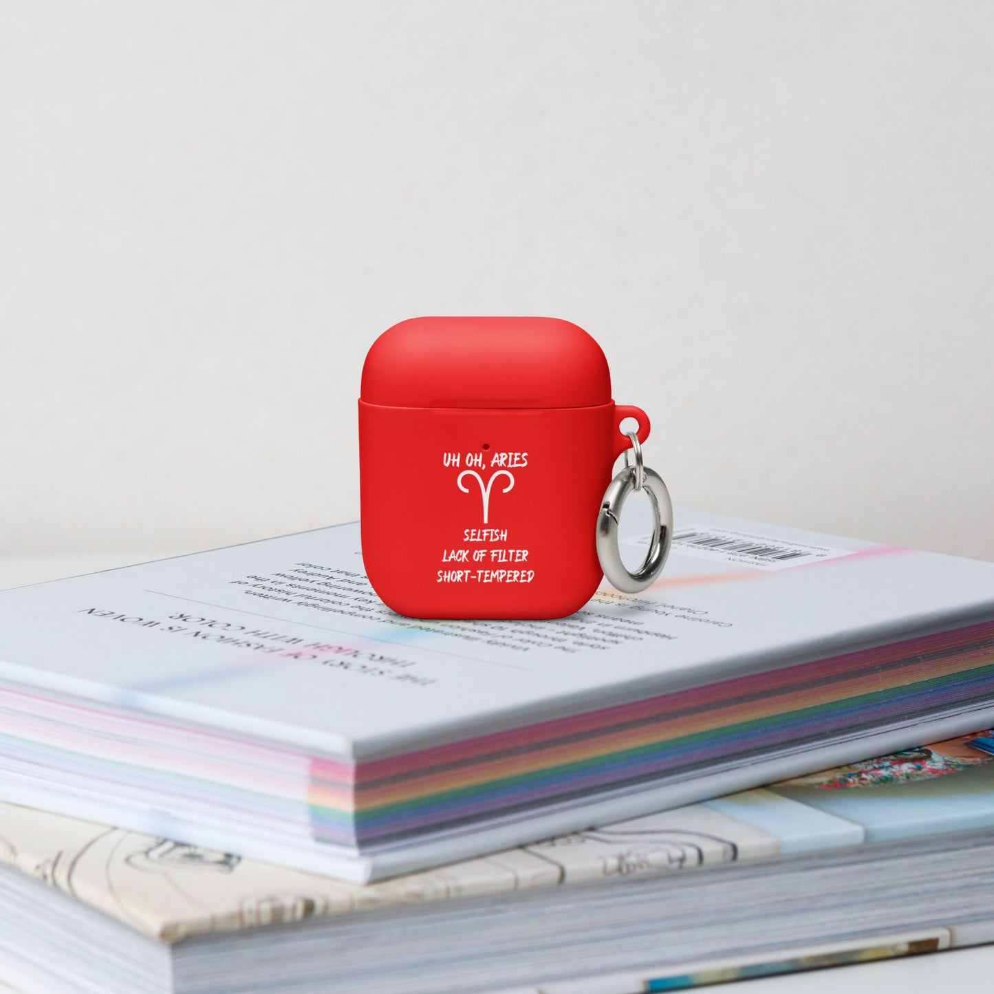 “Uh Oh, Aries” Rubber Case For AirPods®