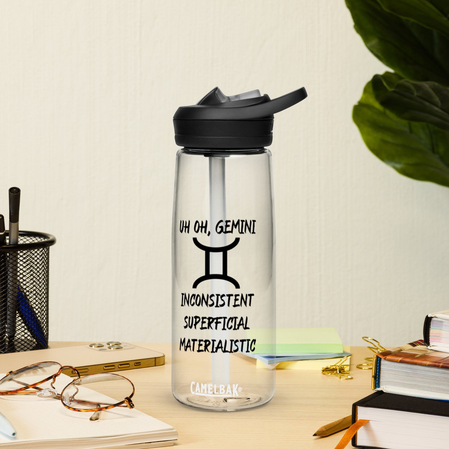 “Uh Oh, Gemini” Sports Water Bottle