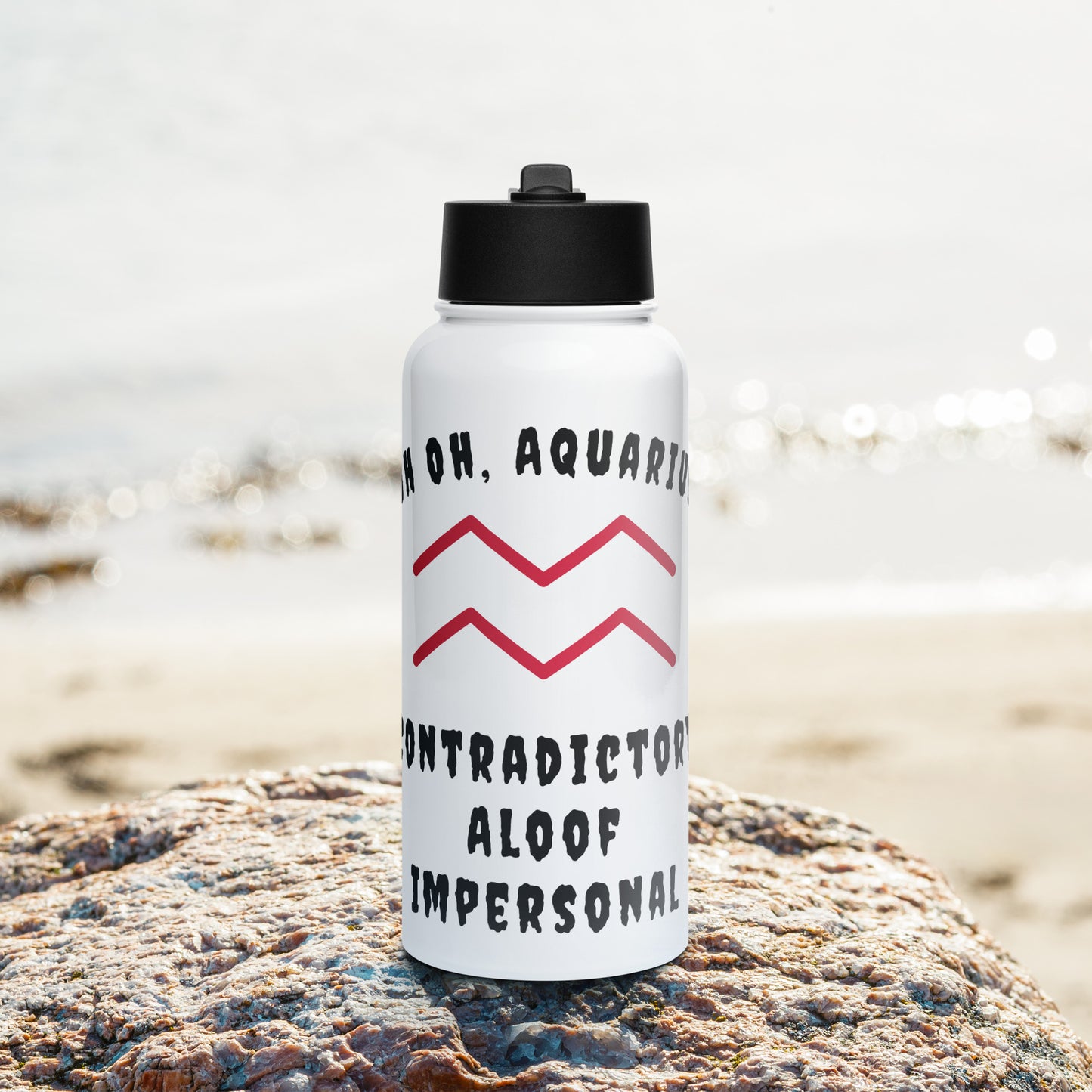 “Uh Oh, Aquarius” Stainless Steel Water Bottle With A Straw Lid