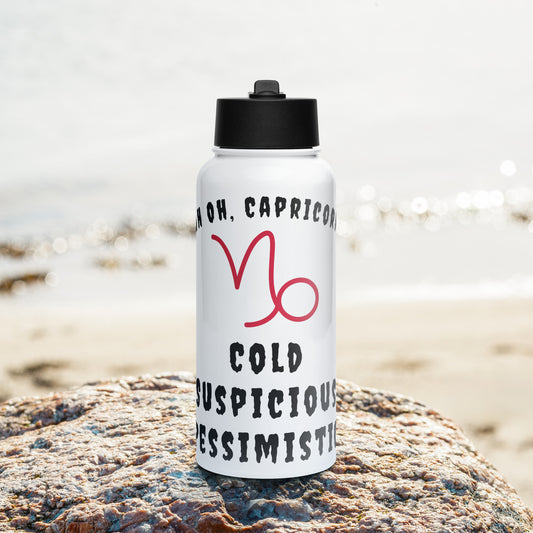 “Uh Oh, Capricorn” Stainless Steel Water Bottle With A Straw Lid