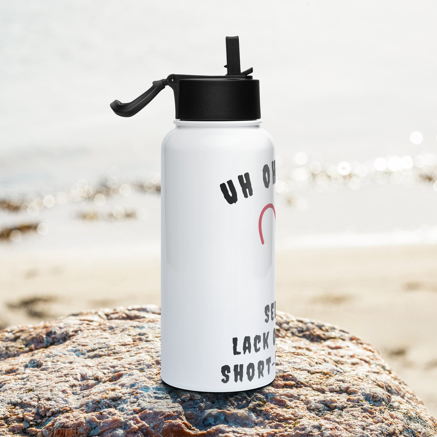 “Uh Oh, Aries” Stainless Steel Water Bottle With A Straw Lid