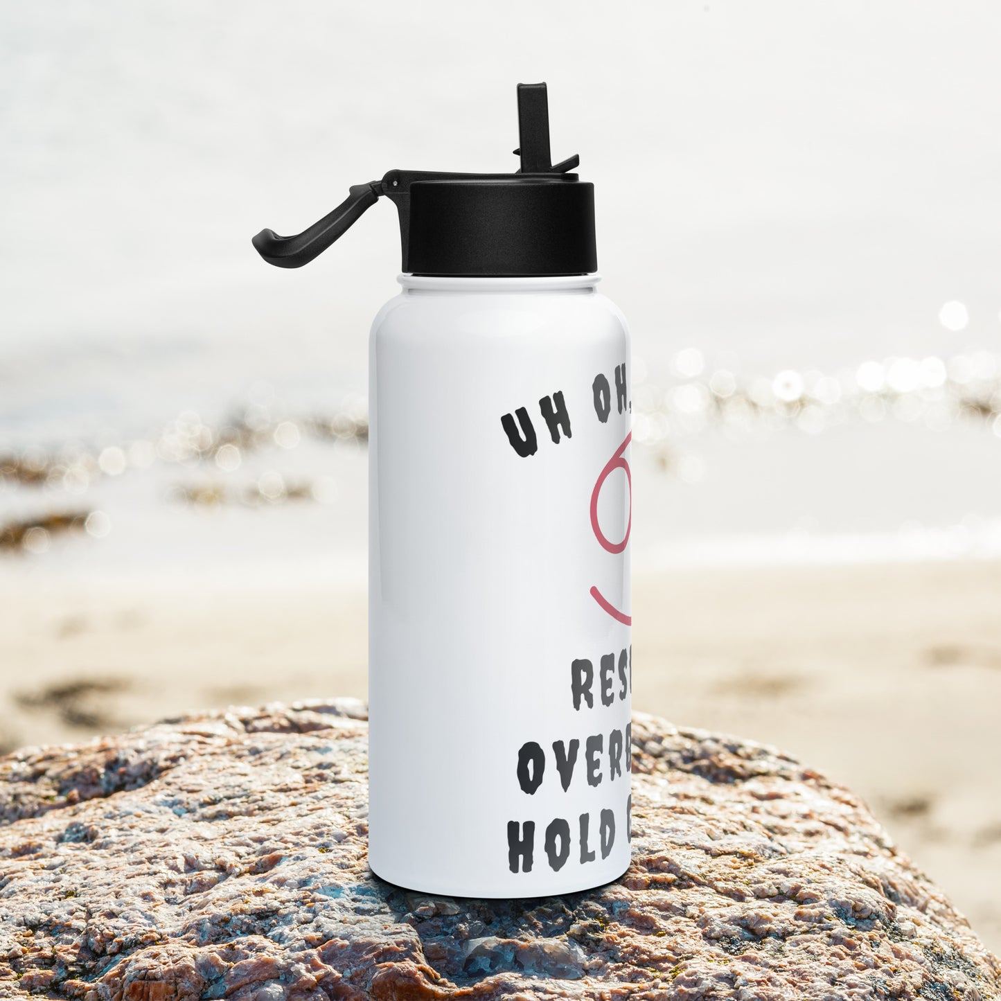 “Uh Oh, Cancer” Stainless Steel Water Bottle With A Straw Lid