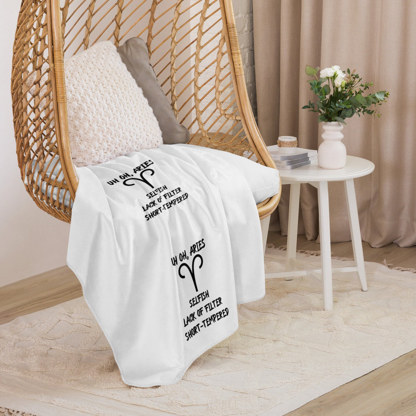 “Uh Oh, Aries” Sherpa Blanket