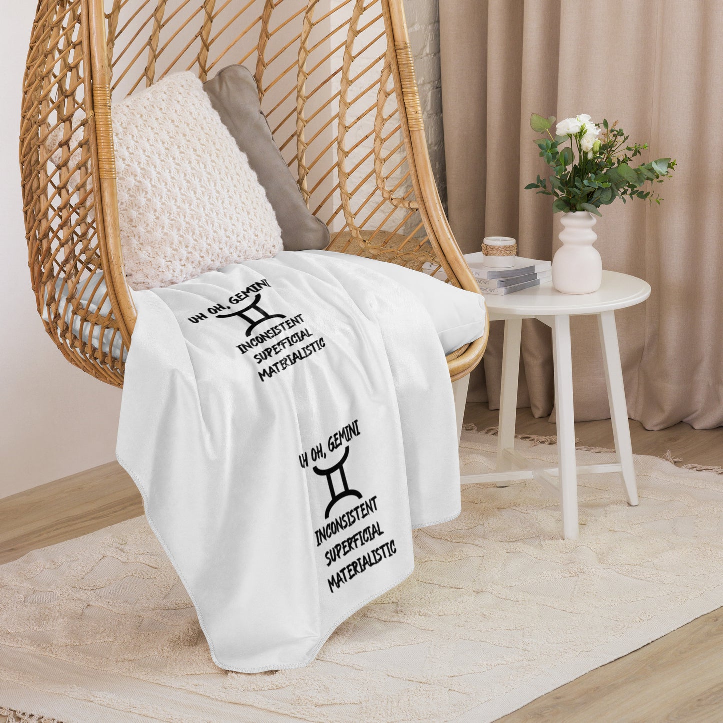 “Uh Oh, Gemini” Sherpa Blanket