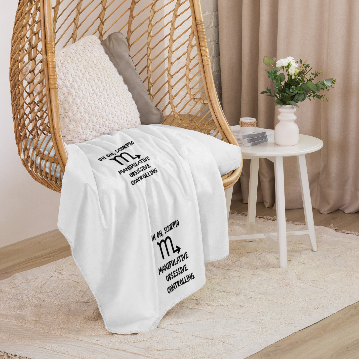 “Uh Oh, Scorpio” Sherpa Blanket