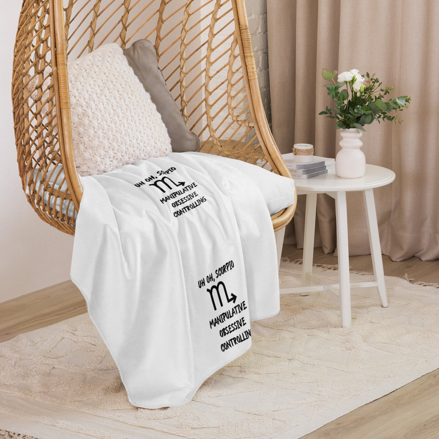 “Uh Oh, Scorpio” Sherpa Blanket