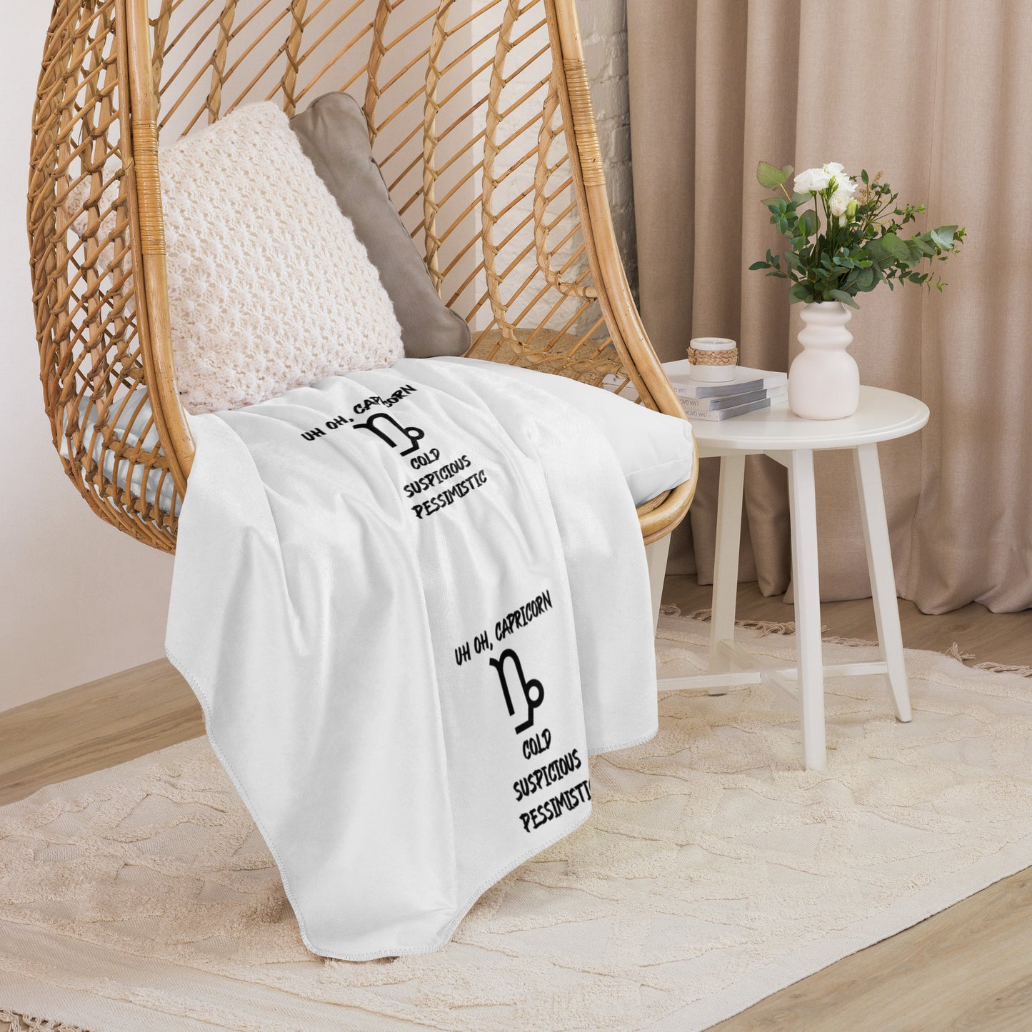 “Uh Oh, Capricorn” Sherpa Blanket