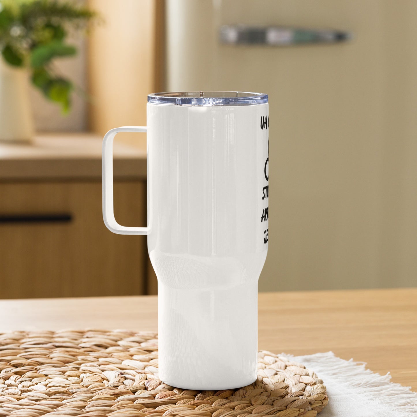“Uh Oh, Leo” Travel Mug With A Handle