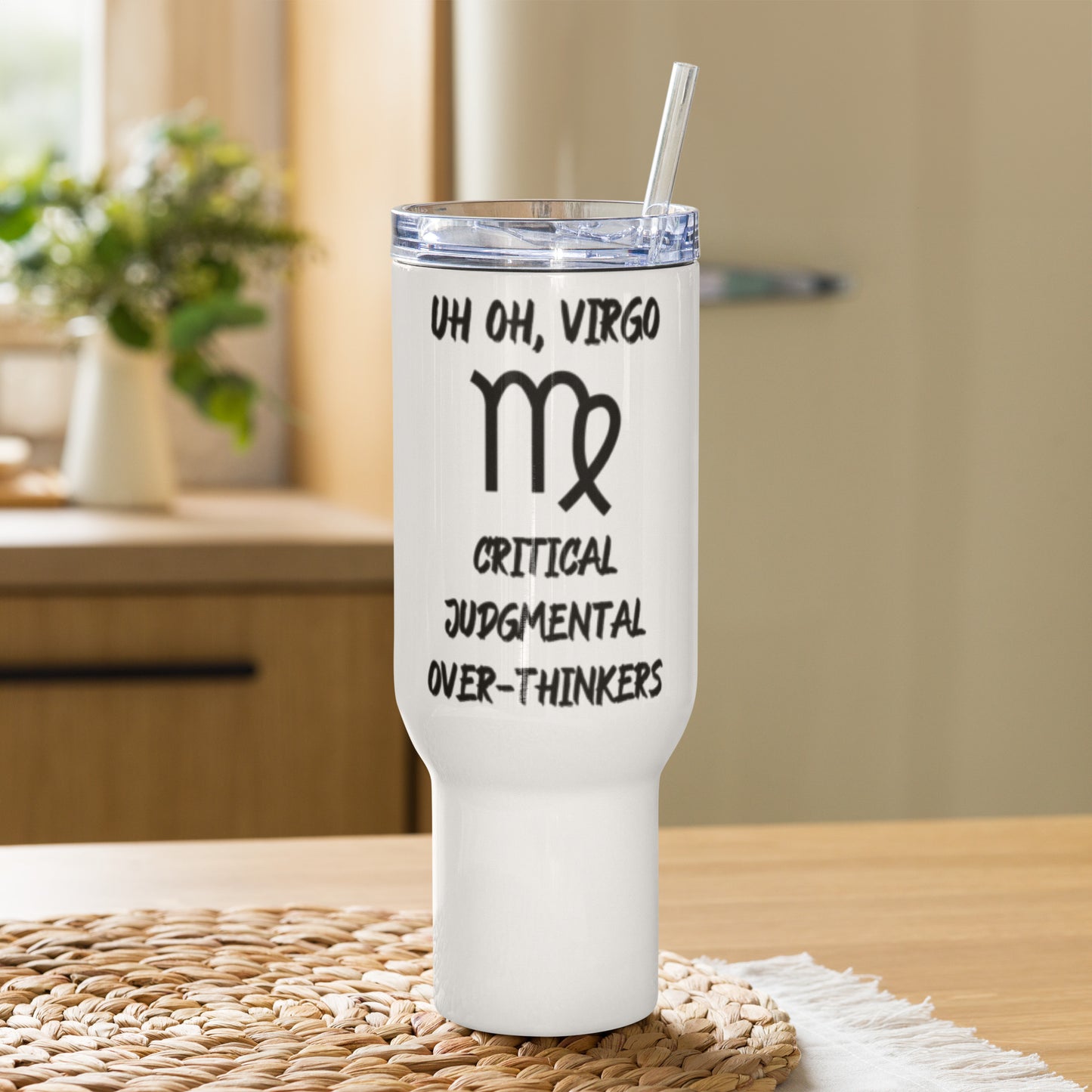 “Uh Oh, Virgo” Travel Mug With A Handle