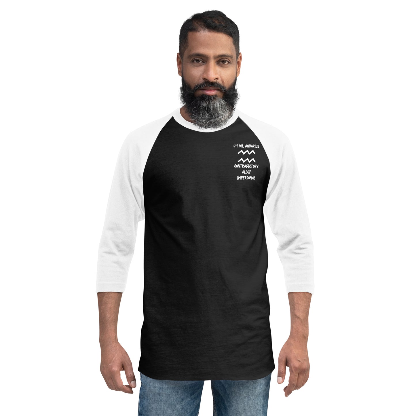 “Uh Oh, Aquarius” Unisex 3/4 Sleeve Raglan Shirt