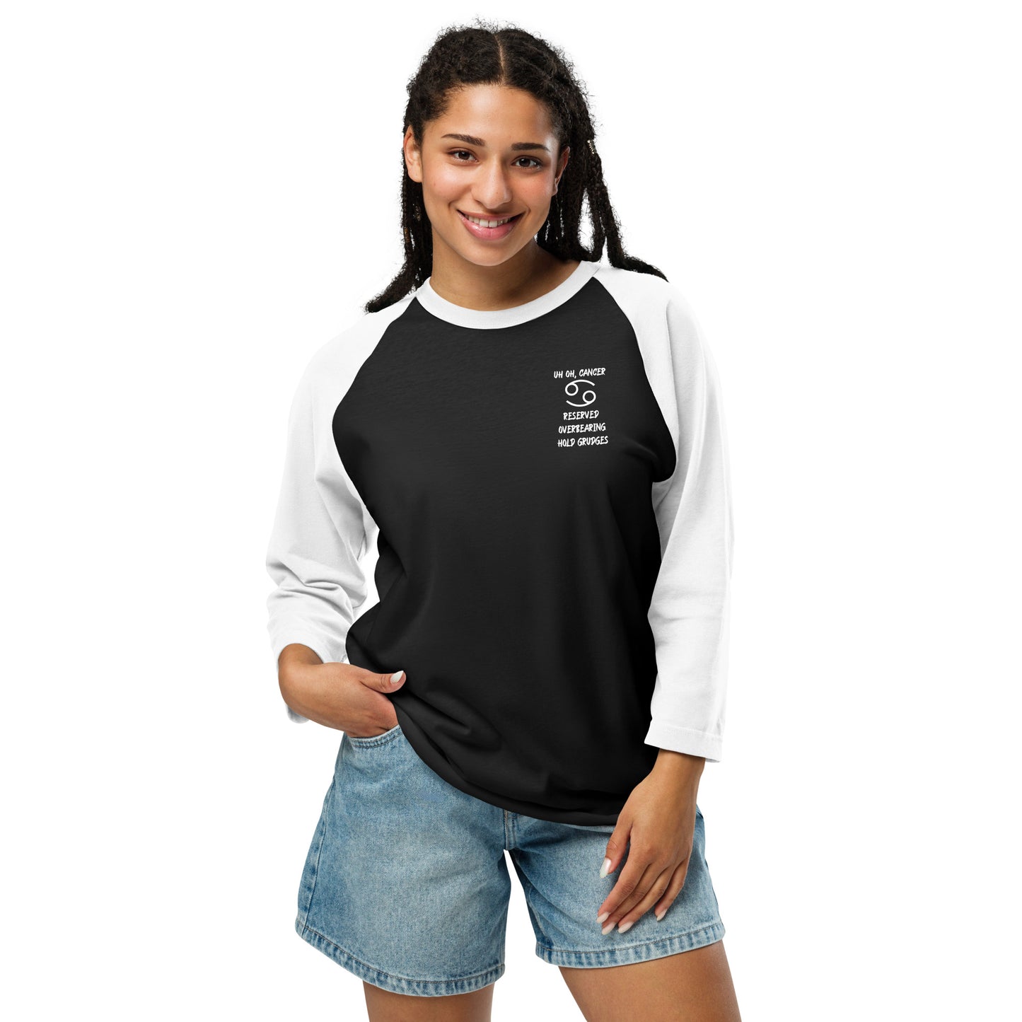 “Uh Oh, Cancer” Unisex 3/4 Sleeve Raglan Shirt