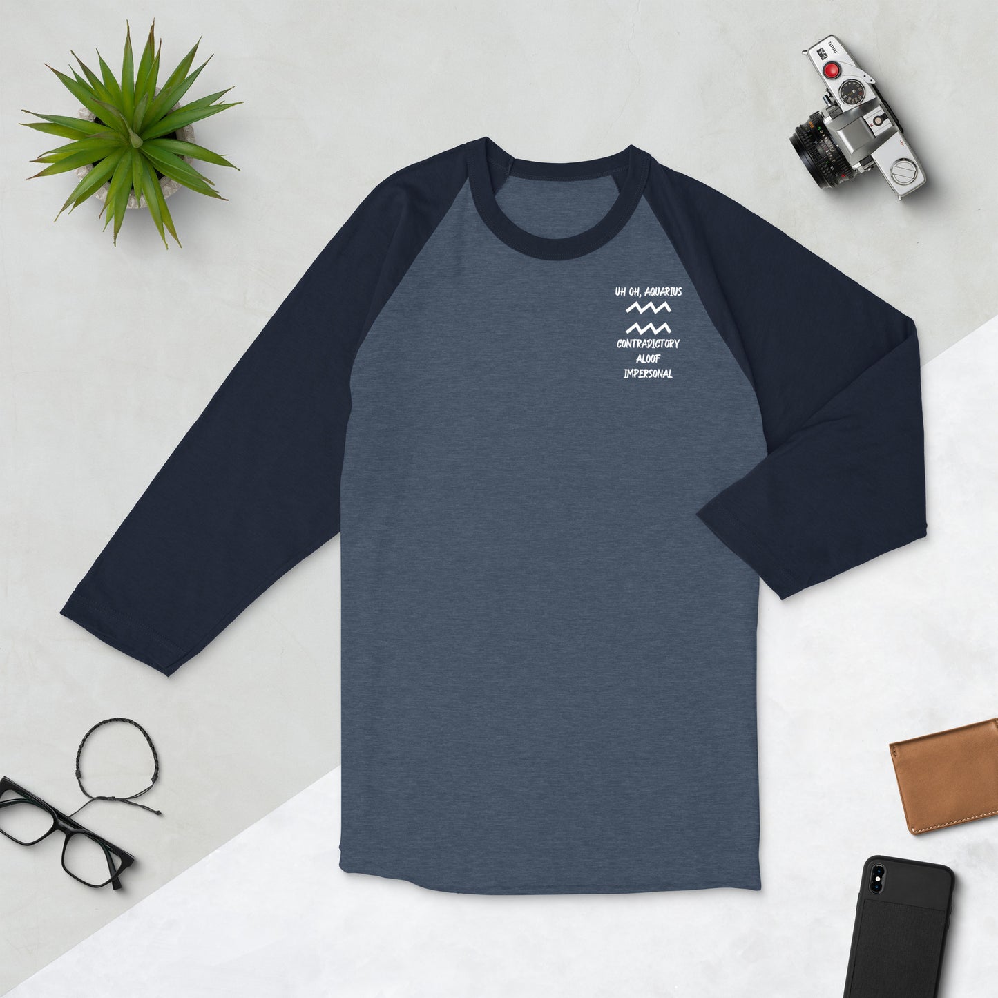 “Uh Oh, Aquarius” Unisex 3/4 Sleeve Raglan Shirt